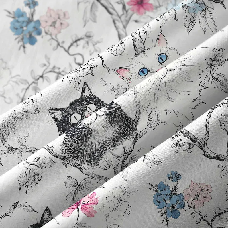 Black and White Cat Aloha Shirt Gift for Her