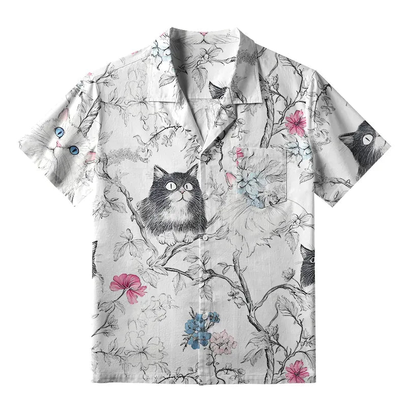 Vintage Ukiyo-e Cat Button Up Shirt