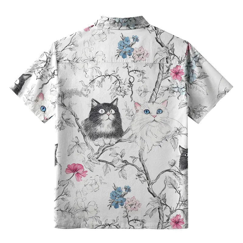 Japanese Cat Hawaiian Shirt for Summer