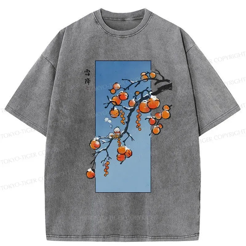 Kyoto-Lion Winter Paintings Japanese Washed T-Shirt