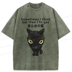 Kyoto-Lion Amnesiac Cat Washed T-Shirt