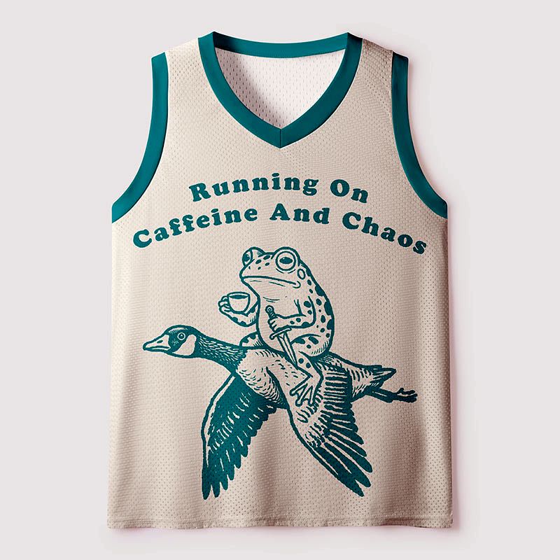 Kyoto-Lion Running On Caffeine And Chaos Mesh Tank Top