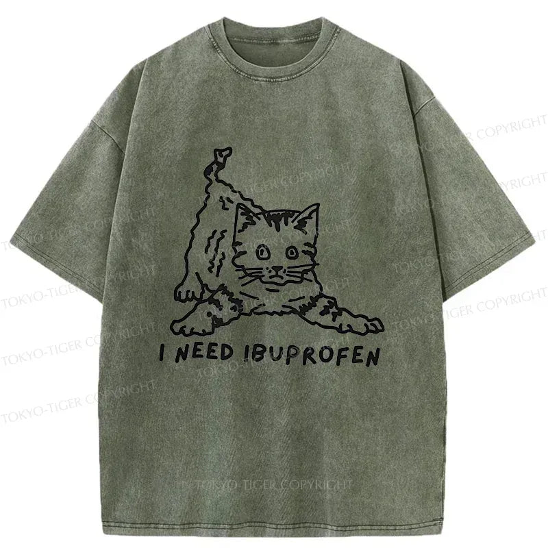 Japanese Cat Washed T-Shirt for Gift Idea