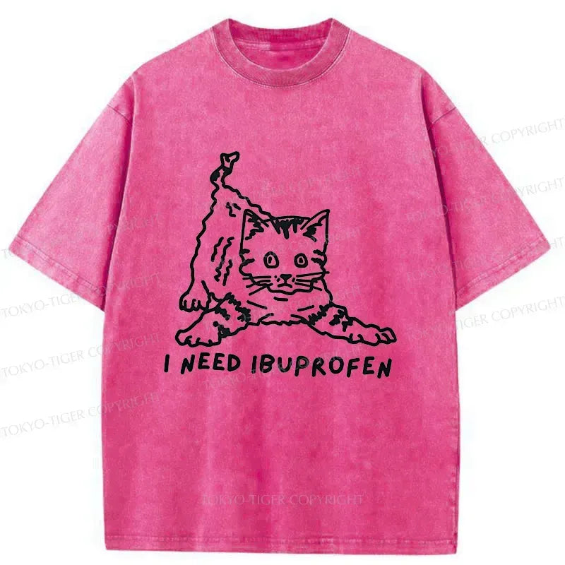 Kyoto-Lion Cats Need Ibuprofen Washed T-Shirt