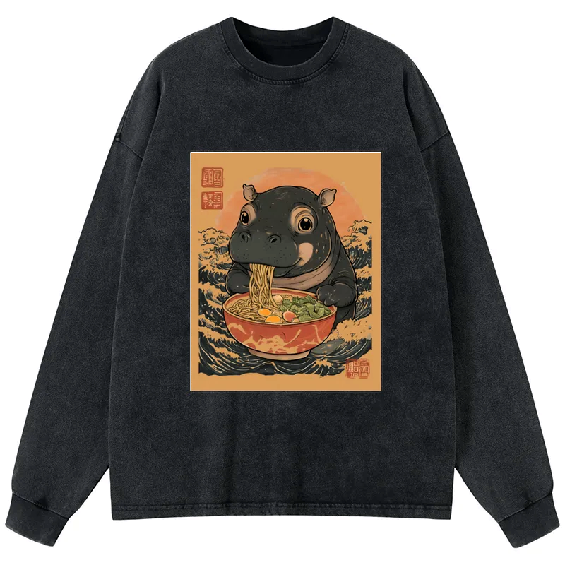 Japanese washed long sleeve t-shirt