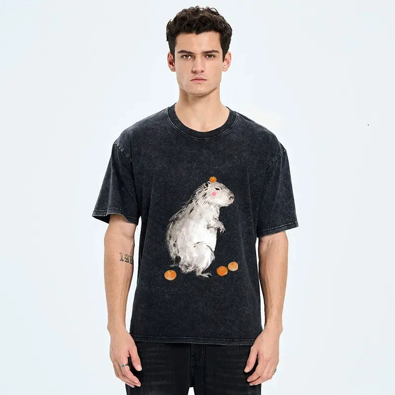 Japanese Vintage Washed T-Shirt for Daily Wear
