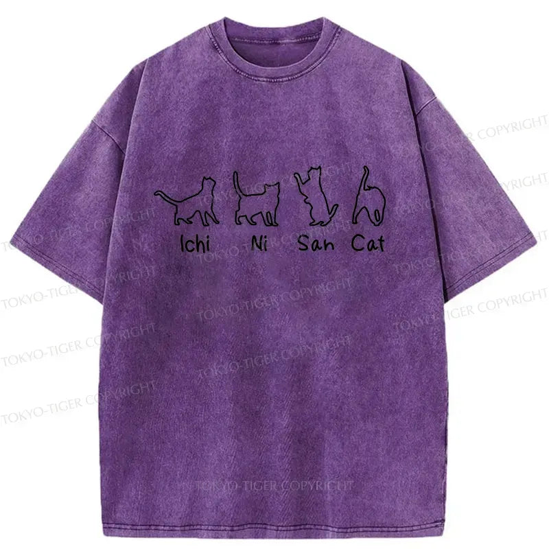 Kyoto-Lion One Two Three Cat Washed T-Shirt