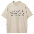 Japanese Cat Washed T-Shirt for Daily Wear