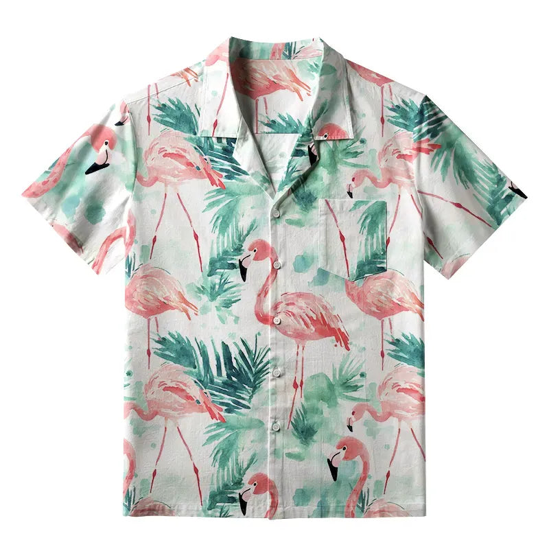 Vintage Japanese Flamingo Hawaiian Shirt for Men