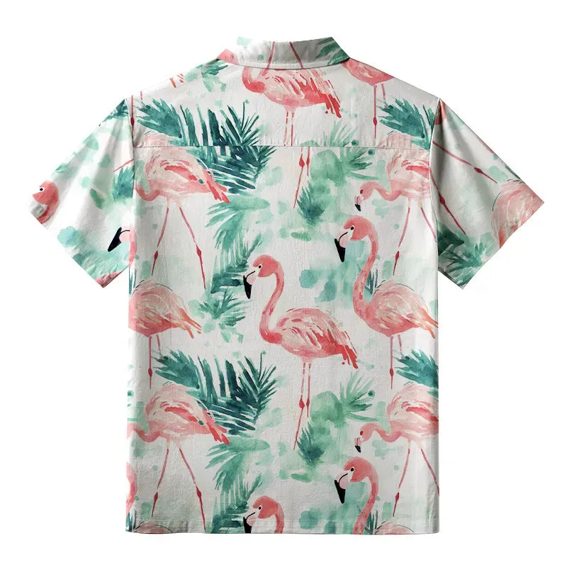 Vintage Japanese Flamingo Hawaiian Shirt for Men