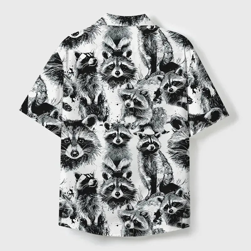 Unisex Japanese shirt with playful raccoon print