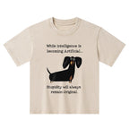 Kyoto-Lion Dachshund Real Humor Funny Meme Kids Washed T-Shirt