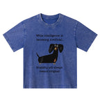 Kyoto-Lion Dachshund Real Humor Funny Meme Kids Washed T-Shirt