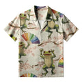 Kyoto-Lion Frog Dancing With Rainbow Fan Aloha Hawaiian Shirt