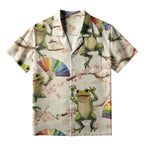 Kyoto-Lion Frog Dancing With Rainbow Fan Aloha Hawaiian Shirt