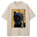 Kyoto-Lion The Cat With The Pearl Earring Washed T-Shirt