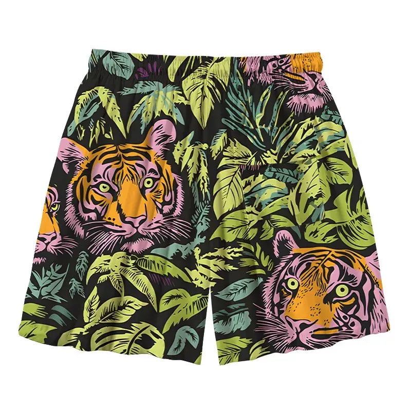 Kyoto Lion Tiger Swim Trunks for Beach