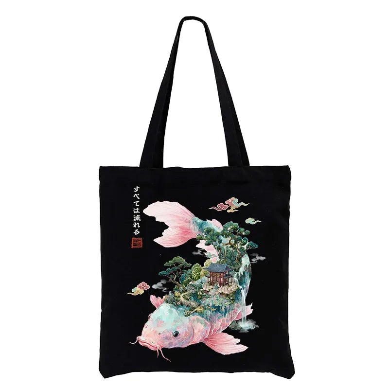 Kyoto Lion Koi Tote Bag for Summer Vacation
