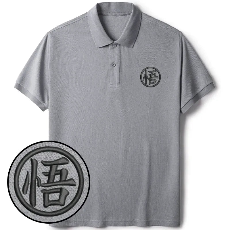 Japanese Kanji Embroidered Polo Shirt
