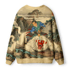 Kyoto-Lion Samurai Kills Monkey Ugly Cardigan Sweater