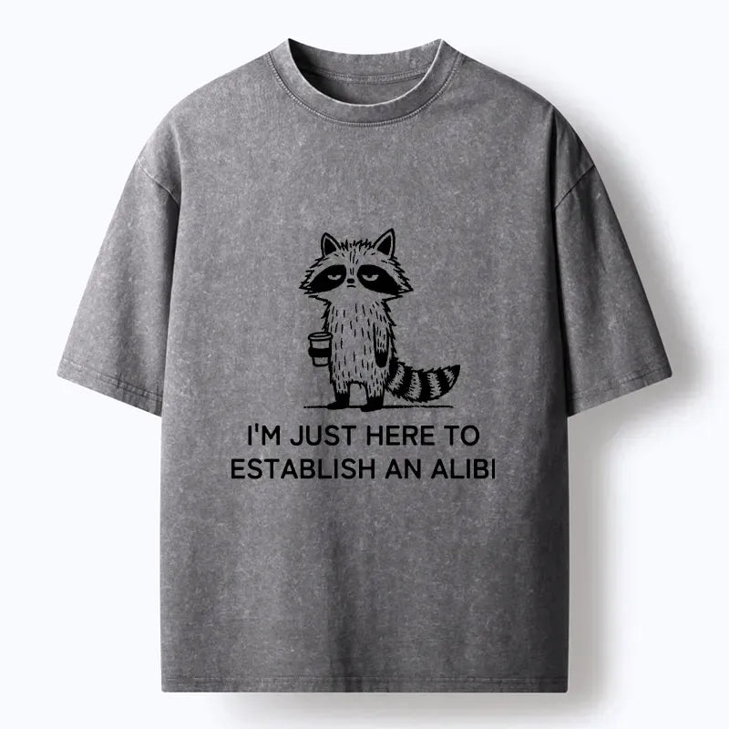 Washed Unisex Cotton Tee with Raccoon Joke