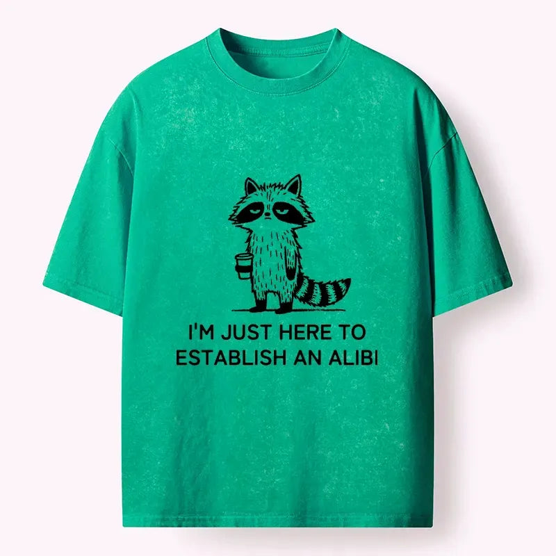 Washed Unisex Cotton Tee with Raccoon Joke