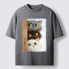 Kyoto-Lion Three Cute Cats Watch You Washed T-Shirt
