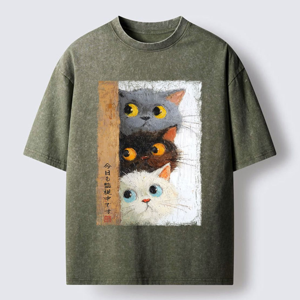 Japanese Ukiyo-e Cat T-Shirt for Streetwear