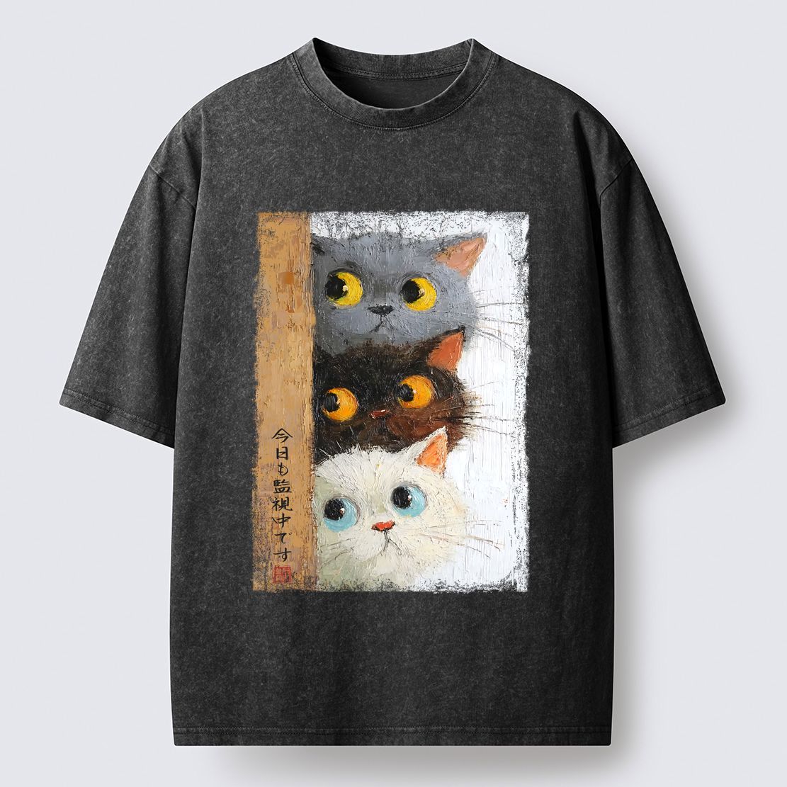 Japanese Ukiyo-e Cat T-Shirt for Streetwear