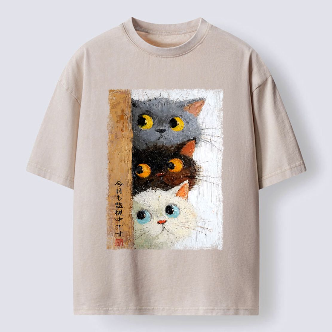 Japanese Ukiyo-e Cat T-Shirt for Streetwear