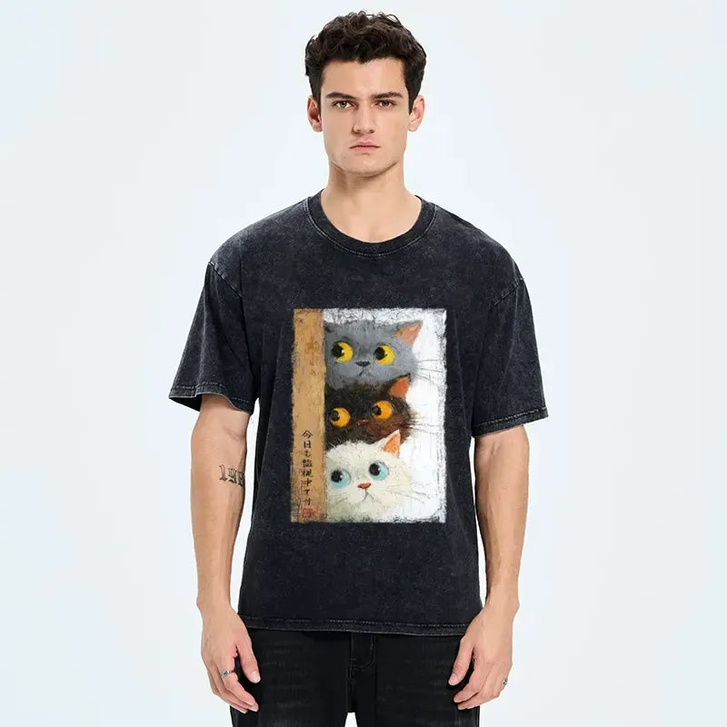 Japanese Ukiyo-e Cat T-Shirt for Streetwear