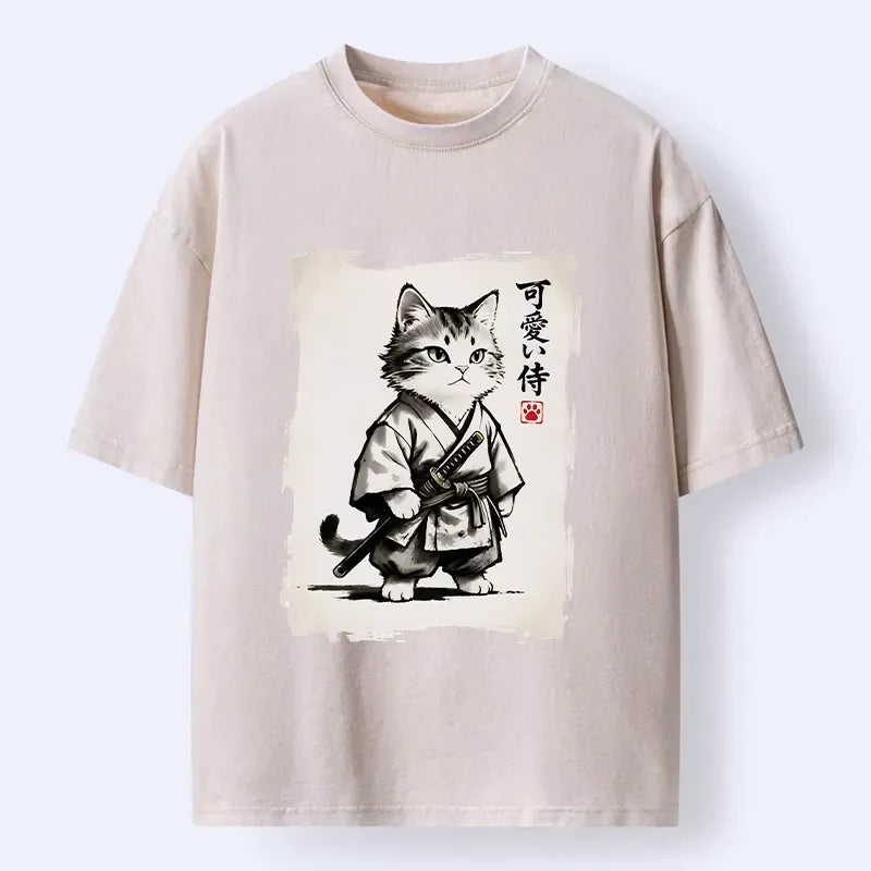 Japanese Samurai Cat T-Shirt for Anime Convention