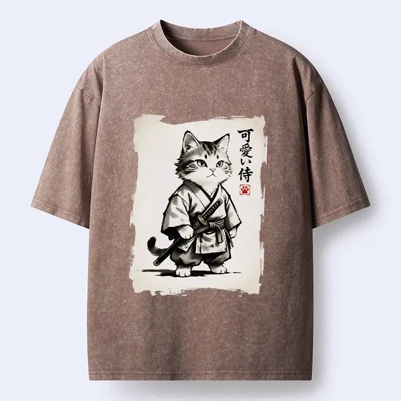 Japanese Samurai Cat T-Shirt for Anime Convention