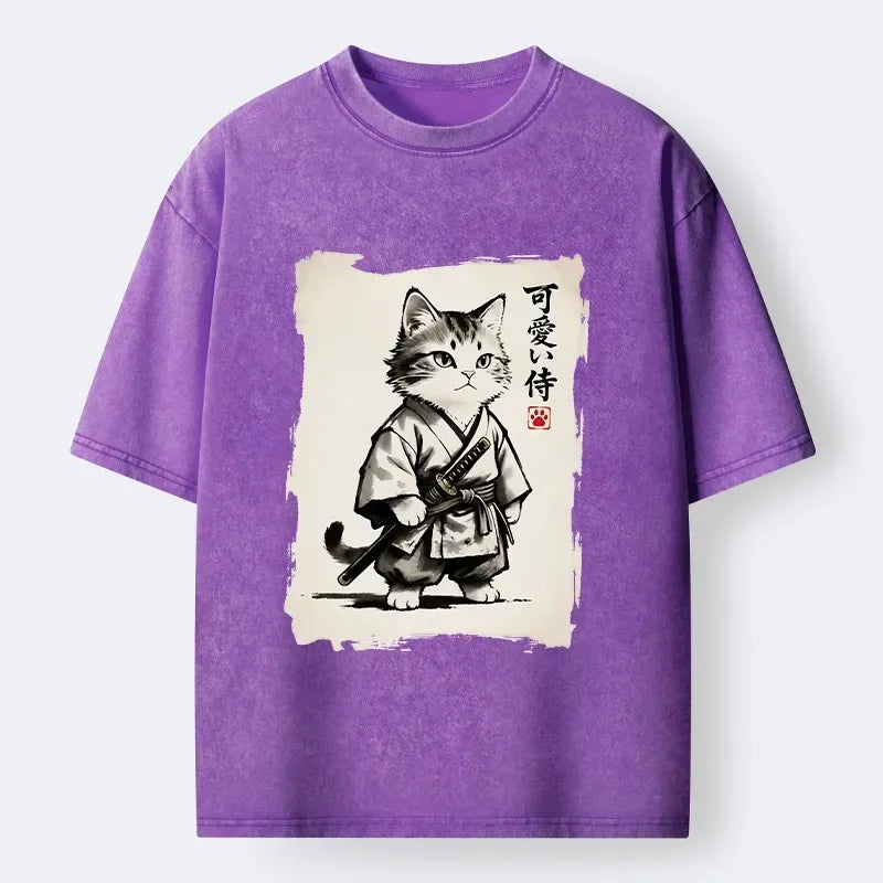 Japanese Samurai Cat T-Shirt for Anime Convention