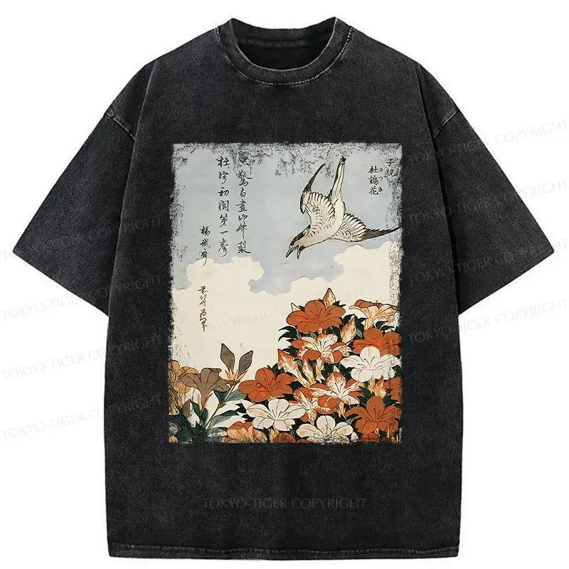 Vintage Rhododendron Cotton Tee for Beach
