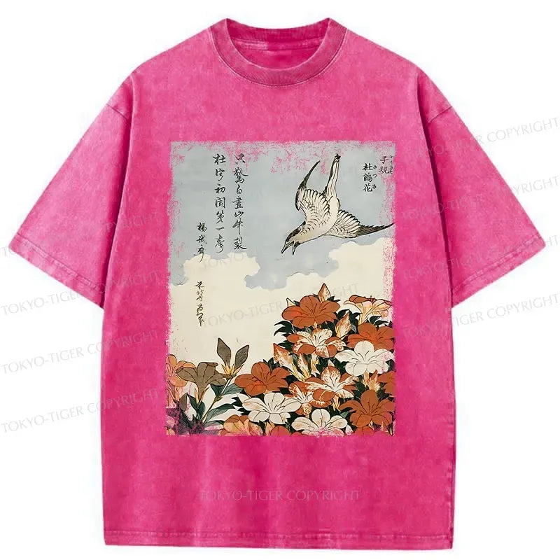 Vintage Rhododendron Cotton Tee for Beach