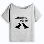 Kyoto-Lion Two Crows Attempted Murder Joke Off Shoulder T-Shirt