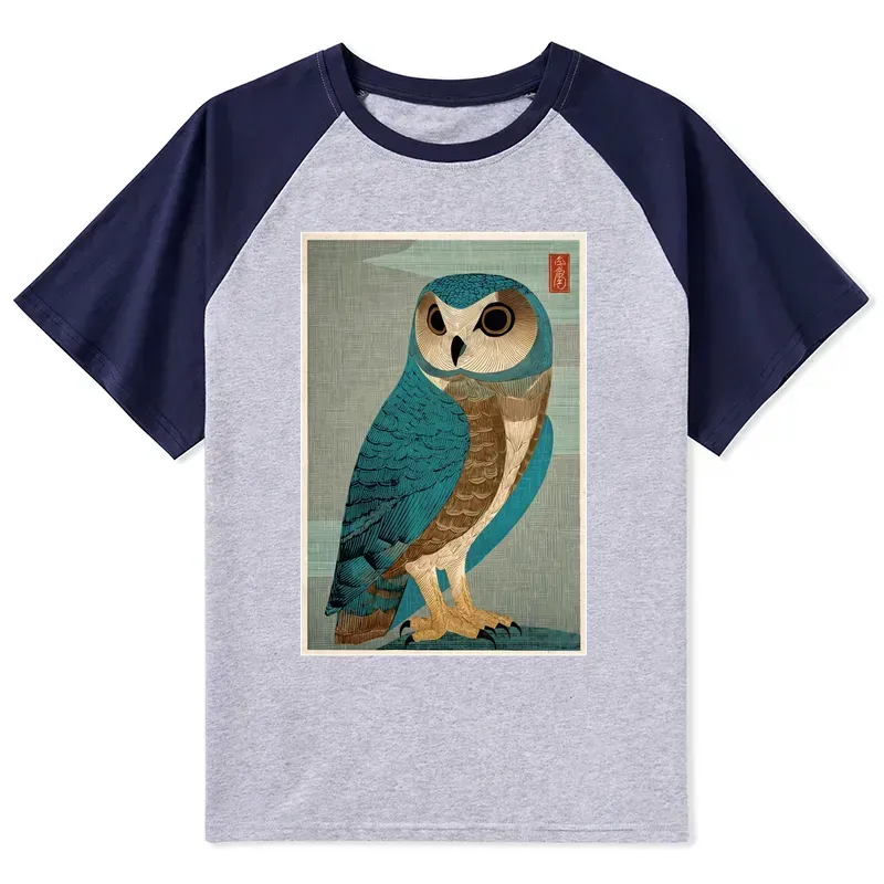 japanese woodblock owl t-shirt free shipping