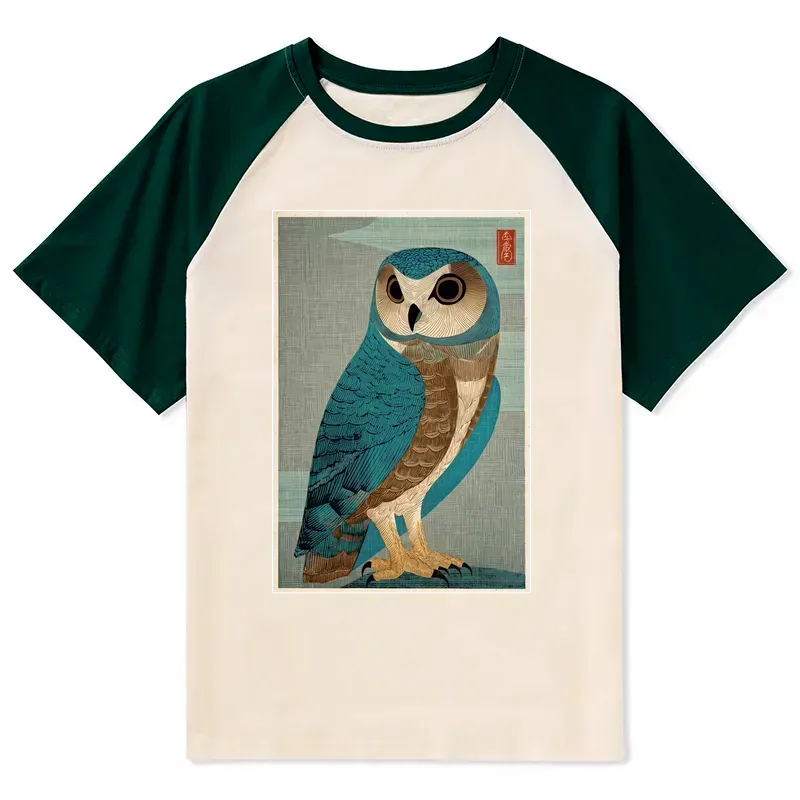 japanese woodblock owl t-shirt free shipping