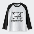 Japanese Confident Kitten Raglan Long Sleeve Tee