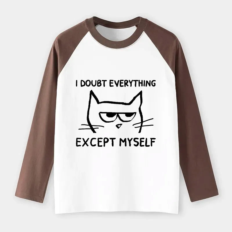 Japanese Confident Kitten Raglan Long Sleeve Tee