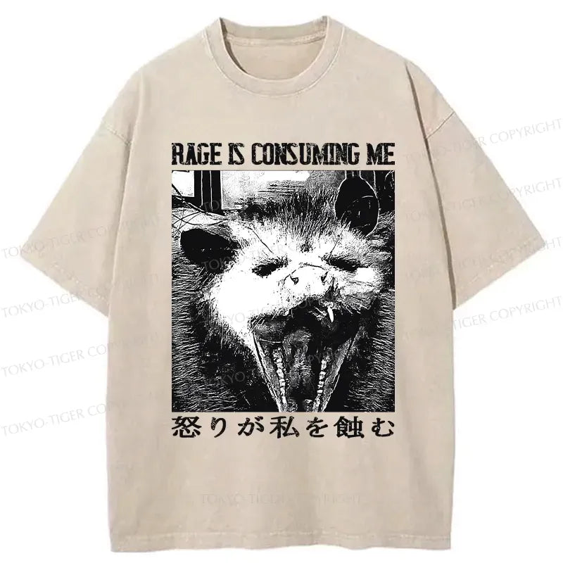 Kyoto-Lion Rage Is Consuming Me Opossum Washed T-Shirt