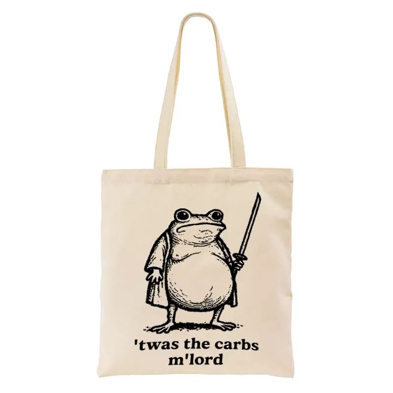 Funny Fat Samurai Frog Tote Bag