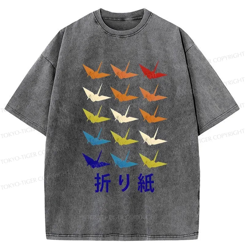 Kyoto-Lion Japanese Traditional Origami Washed T-Shirt