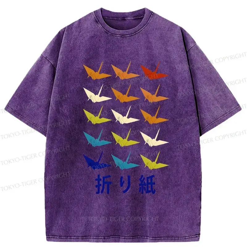 Kyoto-Lion Japanese Traditional Origami Washed T-Shirt