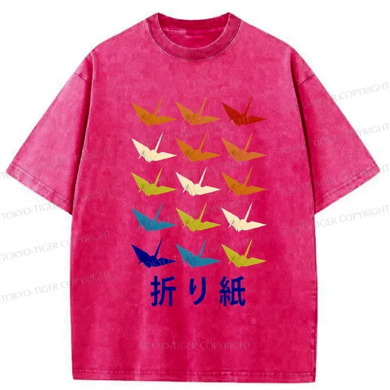 Kyoto-Lion Japanese Traditional Origami Washed T-Shirt