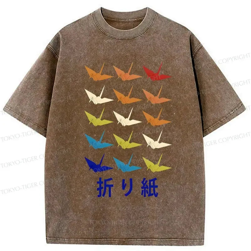 Kyoto-Lion Japanese Traditional Origami Washed T-Shirt
