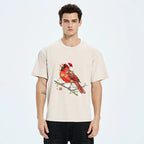 Kyoto-Lion Christmas Cute Cardinal Bird Washed T-Shirt