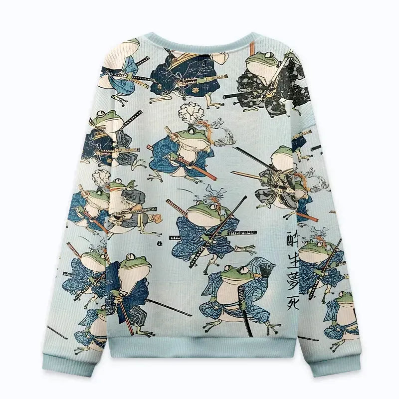 ugly christmas sweatshirt with kyoto lion frog