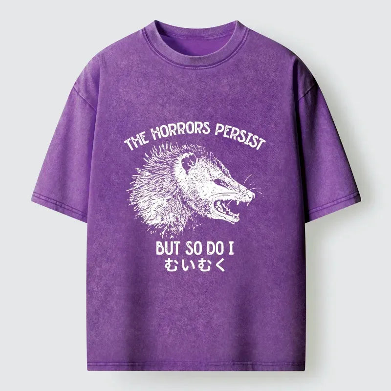 Kyoto Lion Raccoon Dark Humor Washed T-Shirt